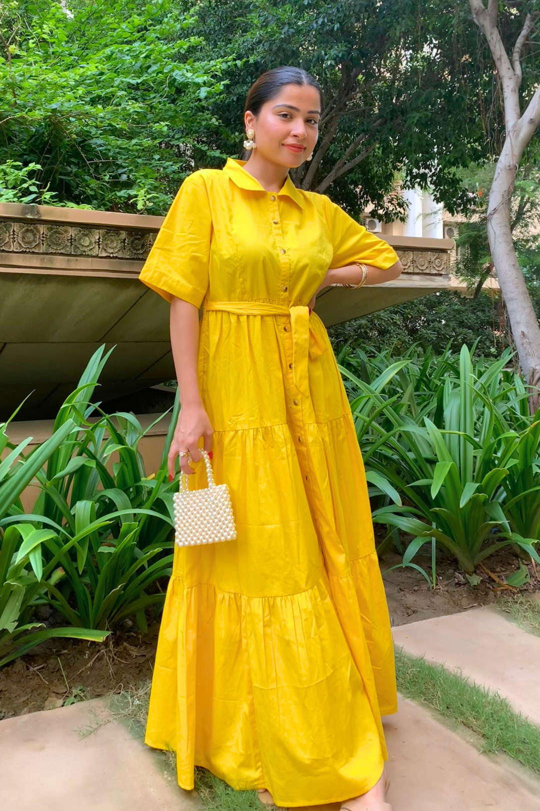 Yellow colour 2024 maxi dress